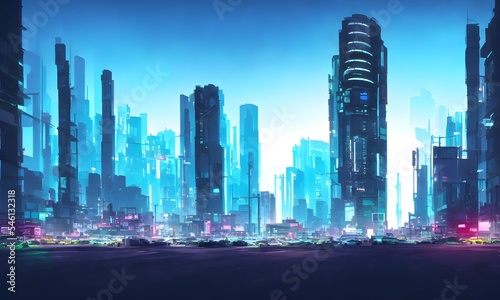 近未来都市高層ビル群