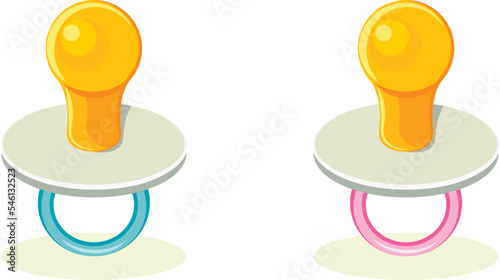 Two pacifier options for newborn boys and girls.
Vector design element in flat style isolated on transparent background.