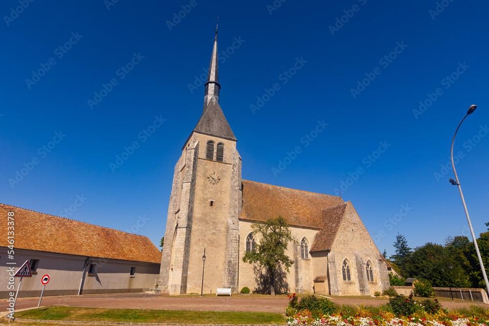 External view of Church of Saint Andre in Argent-sur-Sauldre, Cher department, France.