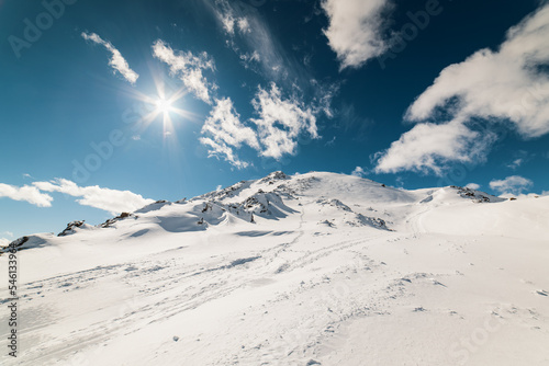 Winter mountain landscape of Austrian Alps, Sölden Alpine resort