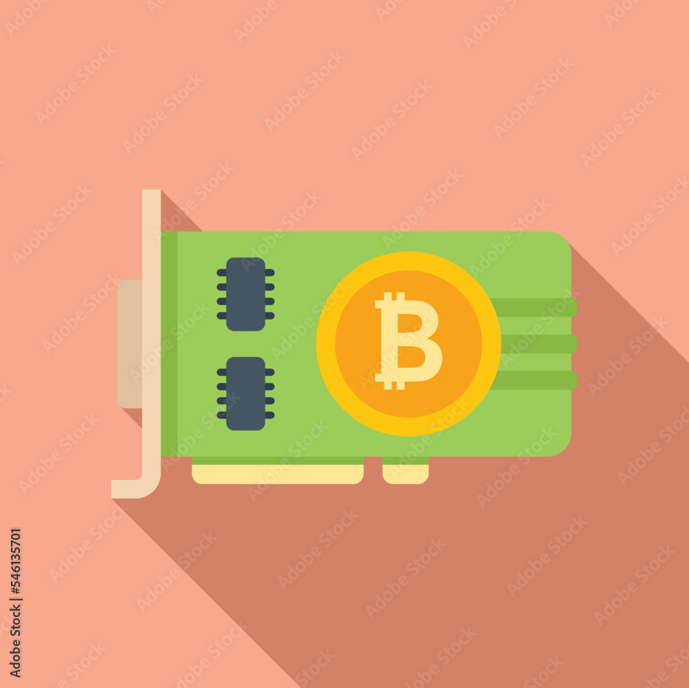 Mining card icon flat vector. Crypto money. Finance payment Mining card icon flat vector. Crypto money. Finance payment