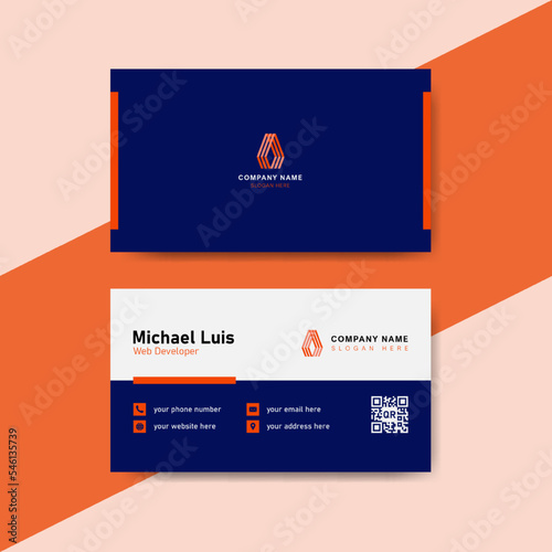 Blue and orange business identity card template concept