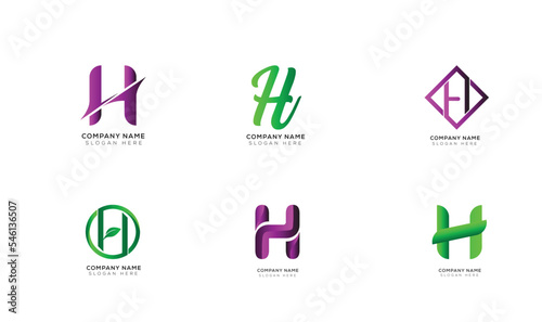 Gradient H text logo collection black and white