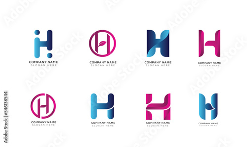 Gradient H text logo collection black and white