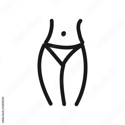  Doodle hand drawing. Torso of slim attractive female with flat belly in underwear Icon