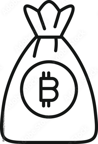 Cryptocurrency money bag icon outline vector. Finance business. Financial payment