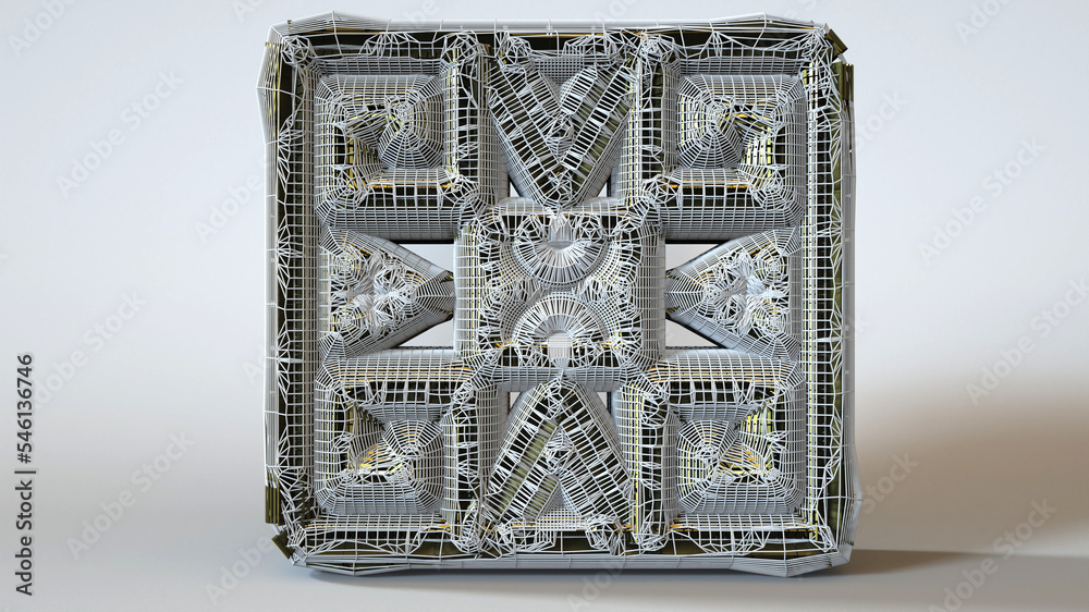 Fototapeta premium 3D Illustration of an object-artefact-art piece from Ikatan. Modelers, Designers, Artists and Artisans must watch the mesh to easily make a version of their own.
