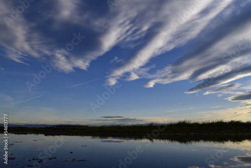 Clouds reflection over water 