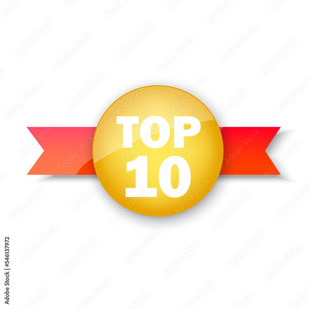 Top 10 rating banner. Sale label. Business concept. Logo template. Vector illustration. stock image. Top 10 rating banner. Sale label. Business concept. Logo template. Vector illustration. stock image.