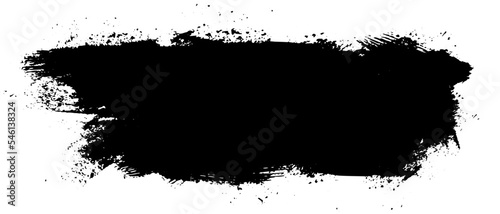 Black ink stain. Black paint, ink brush stroke, dark paint brush stain. Modern abstract banner with black ink stain brush on white background. Isolated abstact ink texture. Vector Illustration
