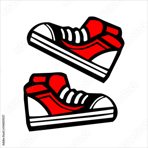 vector design of a unique pair of shoes in red