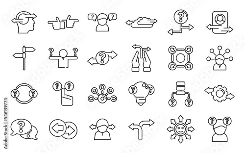 Ambiguity icons set outline vector. Data analysis. Arrow business