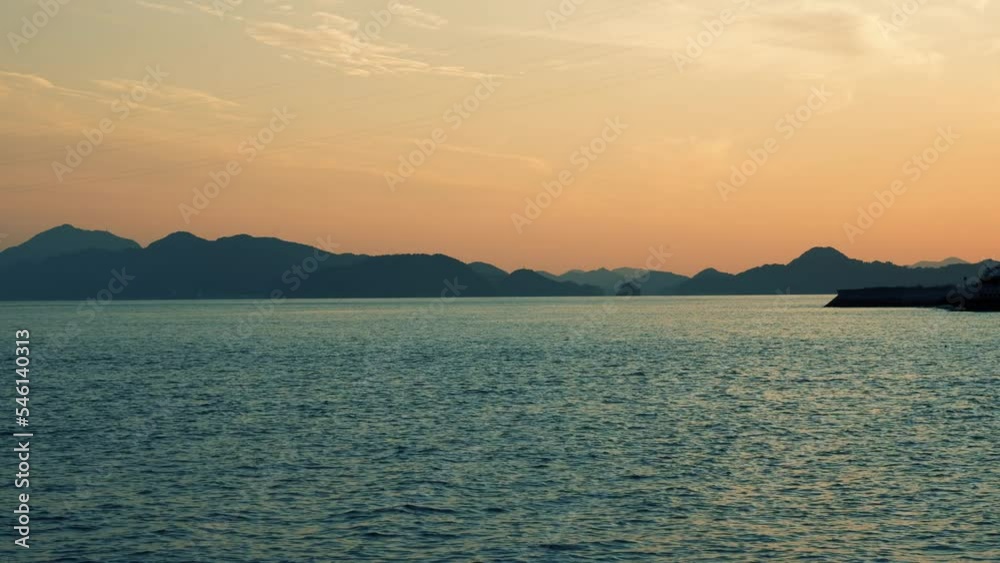 sunset in beautiful and calm inland sea, setouchi, JAPAN sunset in beautiful and calm inland sea, setouchi, JAPAN