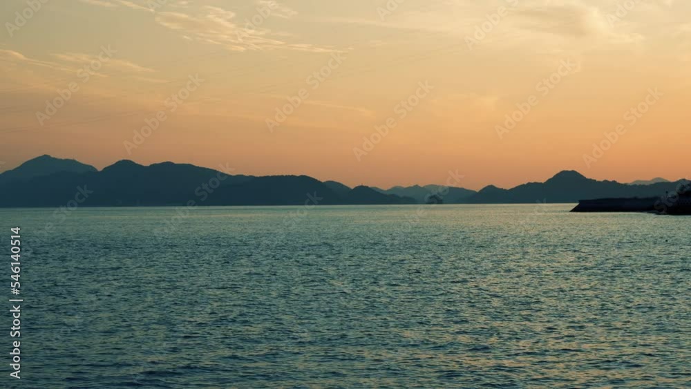 sunset in beautiful and calm inland sea, setouchi, JAPAN sunset in beautiful and calm inland sea, setouchi, JAPAN