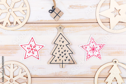 Wallpaper Mural Christmas and New Year composition. Christmas decorations, simple style. Top view, flat lay, copy space. Torontodigital.ca