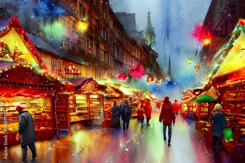 The air is thick with the smell of mulled wine and gingerbread. Strings of fairy lights criss-cross overhead  casting a warm glow over the bustling market stalls. There s a excited buzz in the air as 