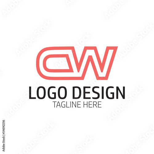 vector design elements for your company logo, letter CW logo. modern logotype, business corporate template. logo with outline style design.