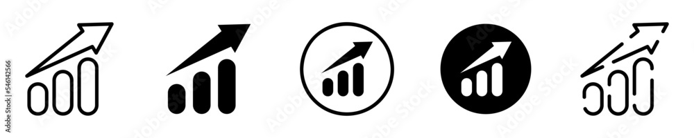 Conjunto de iconos de barras de estadísticas. Análisis de datos, negocio. Concepto de crecimiento económico. Barras de estadísticas de diferentes estilos. Ilustración vectorial