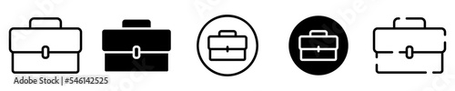 Conjunto de iconos de maletín de negocios. Portafolio. Concepto de almacenamiento de documentos o equipaje. Maletín de diferentes estilos. Ilustración vectorial