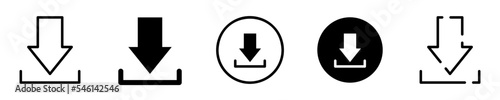 Conjunto de iconos de descarga. Concepto de descargar. Flecha de descarga de diferentes estilos. Ilustración vectorial