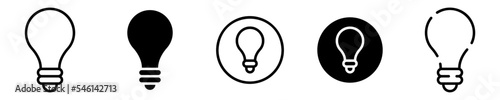 Conjunto de iconos de bombilla de luz. Foco de luz. Concepto de iluminación. bombilla de diferentes estilos. Ilustración vectorial