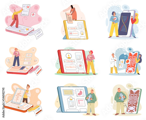 Online medical consultation and support metaphor. Online doctor. Healthcare services, Ask doctor. Tele medicine e-health service. Therapist videocalling phone screen. Diagnosis treatment of patients