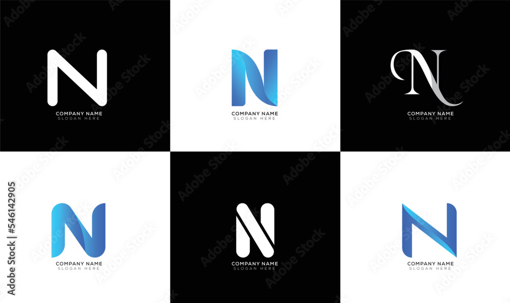 N text logo collection with gradient