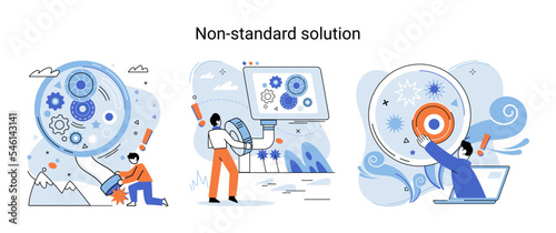 Non standart solution solving problem metaphor, answer to question or creativity idea innovation help business success. Alternative decision or business strategy plan, fallback option business choice