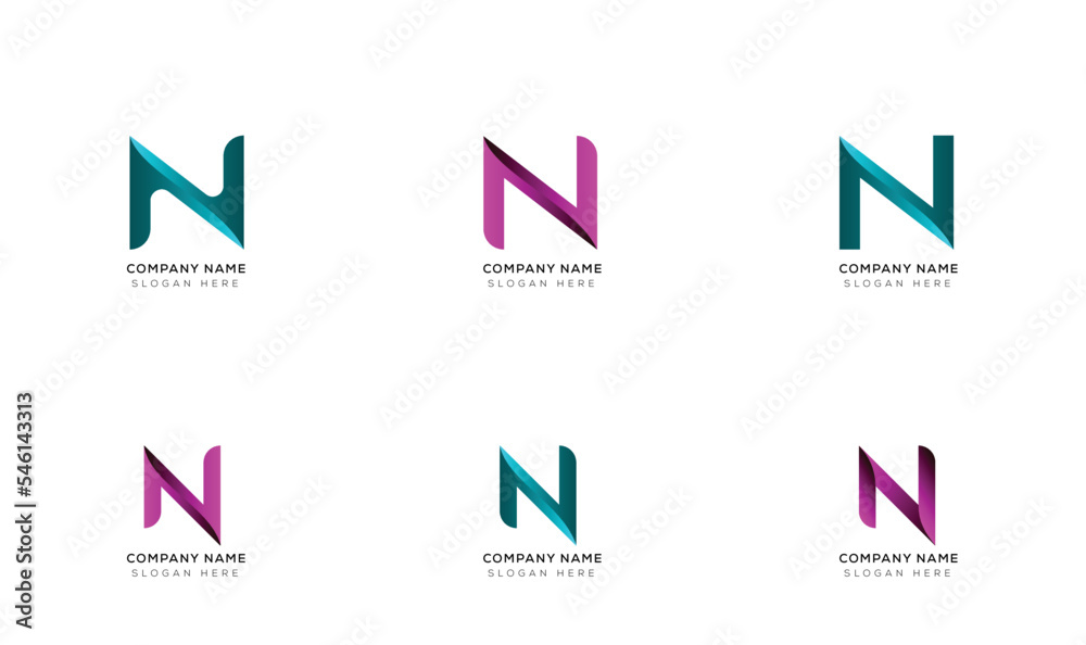 N text logo collection with gradient N text logo collection with gradient