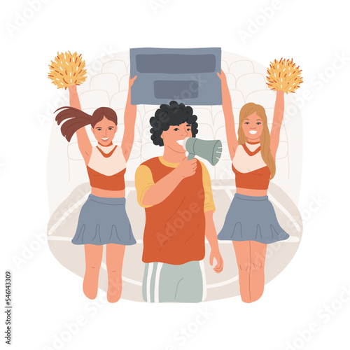 Pep rally isolated cartoon vector illustration. Sport event, competitive spirit, students socialization, team members support, inspiring speech, high school tradition vector cartoon.