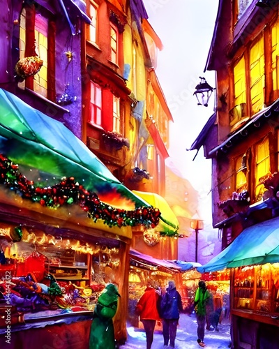 The Christmas market is always so magical at night. The air is filled with the smell of mulled wine and roasted chestnuts, and the stalls are all lit up with fairy lights. I love browsing through all  © dreamyart