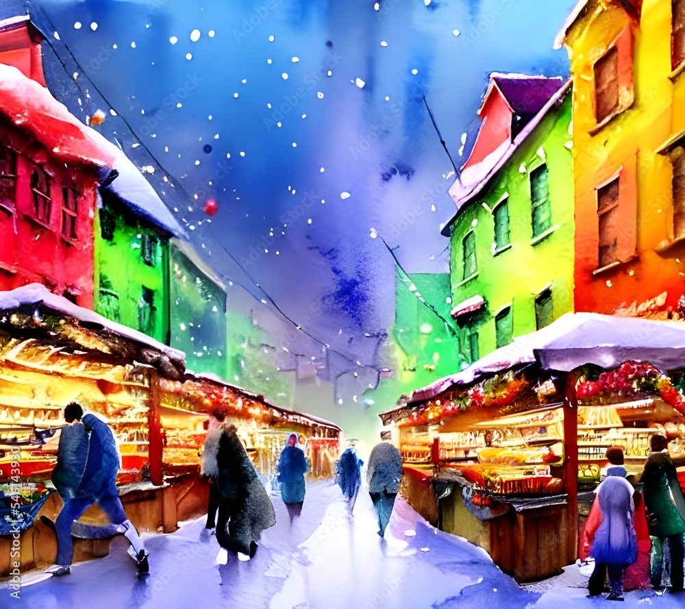 The air is filled with the smell of fir trees and cinnamon. Strings of fairy lights twinkle in the darkness, and the sound of laughter and chatter fills the air. The market stalls are laden with handm