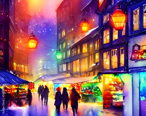 The sparkling lights of the Christmas market reflect in the snow-covered ground. The smell of roasted almonds and hot cider fills the air as laughter echoes throughout the market square. Amidst the hu