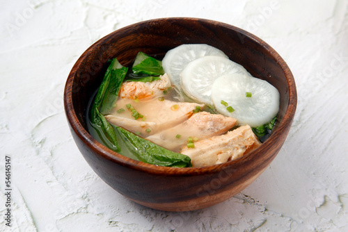 Freshly cooked Filipino food called Sinigang na Salmon photo