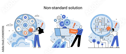 Non standart solution solving problem metaphor, answer to question or creativity idea innovation help business success. Alternative decision or business strategy plan, fallback option business choice