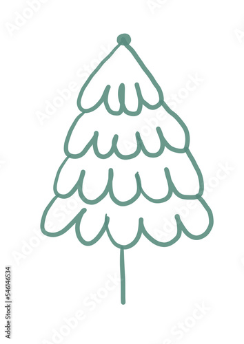 Christmas tree pine line drawing
