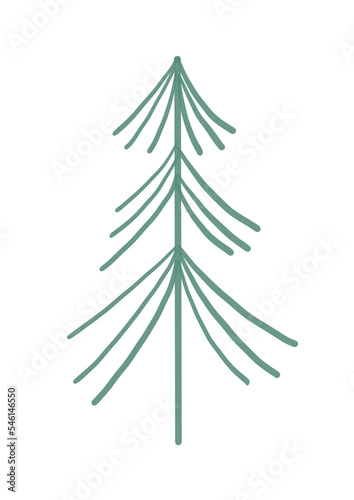 Christmas tree pine line drawing