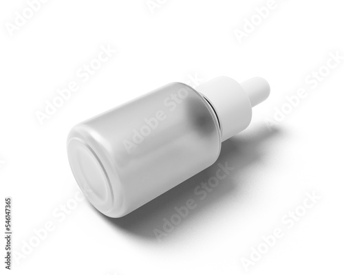 Blank clear dropper bottle packaging with transparent background. 3d render.