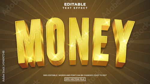 Money text golden shine style, golden font style editable text effect template