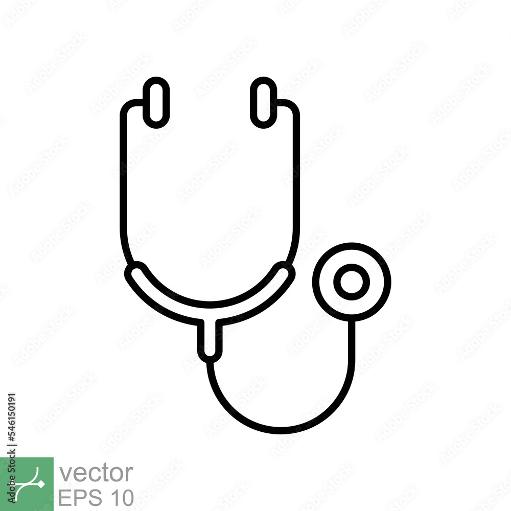 Stethoscope cardio device icon. Simple outline style. Medical, doctor equipment, health heart, hospital, healthcare concept. Thin line vector illustration isolated on white background. EPS 10. Stethoscope cardio device icon. Simple outline style. Medical, doctor equipment, health heart, hospital, healthcare concept. Thin line vector illustration isolated on white background. EPS 10.