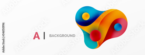 Flowing geometric shapes minimalist abstract background. Round shapes and circles. Wallpaper for concept of AI technology, blockchain, communication, 5G, science, business