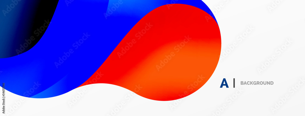 Flowing geometric shapes minimalist abstract background. Round shapes and circles. Wallpaper for concept of AI technology, blockchain, communication, 5G, science, business Flowing geometric shapes minimalist abstract background. Round shapes and circles. Wallpaper for concept of AI technology, blockchain, communication, 5G, science, business