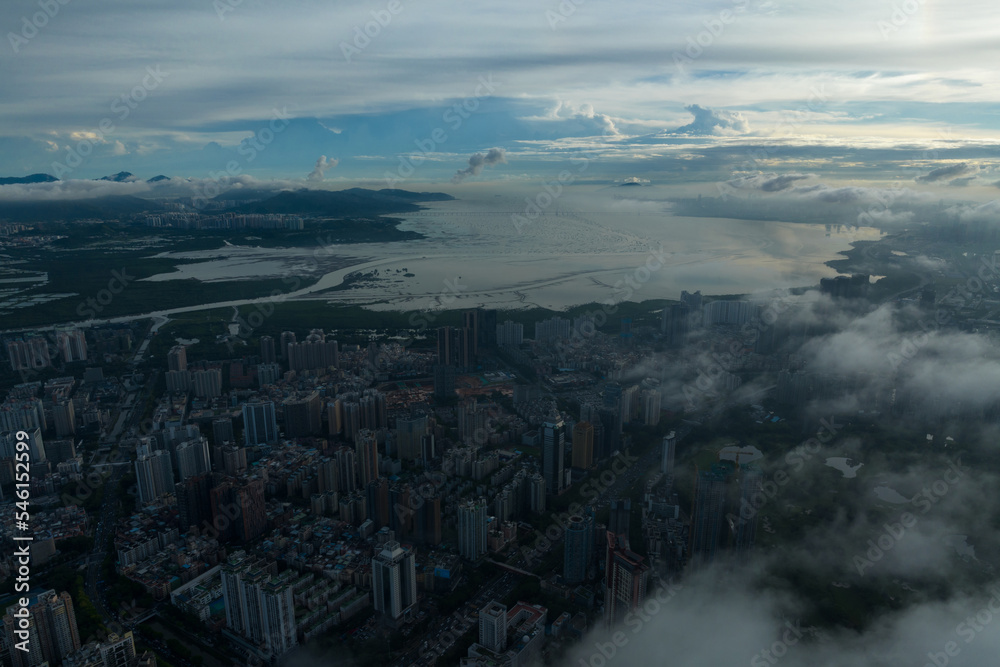 Aerial view of landsccape in Shenzhen city, China