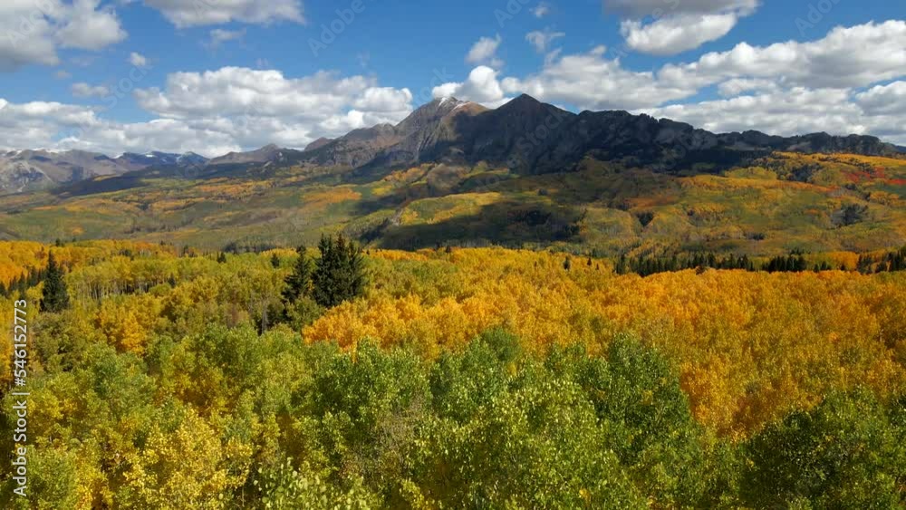 Kebler pass Ruby Peak Colorado fall season flying above with drone Kebler pass Ruby Peak Colorado fall season flying above with drone