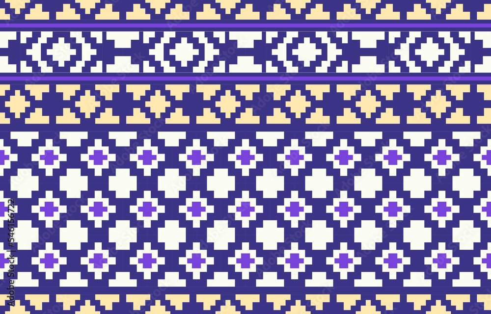 Vector seamless fabric home or wallpaper design. Pattern with geometric elements color purple, yellow and white. Design perfect for textile, wrapping paper, wallpaper, background, batik, illustration. Vector seamless fabric home or wallpaper design. Pattern with geometric elements color purple, yellow and white. Design perfect for textile, wrapping paper, wallpaper, background, batik, illustration.