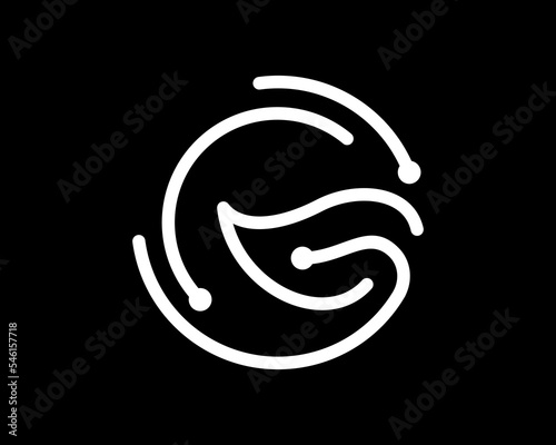 Letter G Biotechnology Data Digital Circuit Connection Bio Leaf Green Line Linear Vector Logo Design