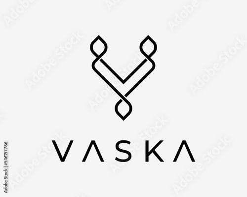 Letter V Monogram Minimalist Elegant Luxury Classy Simple Line Linear Vector Logo Design