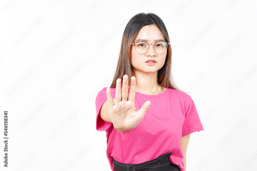STOP or Rejection Gesture Of Beautiful Asian Woman Isolated On White Background STOP or Rejection Gesture Of Beautiful Asian Woman Isolated On White Background