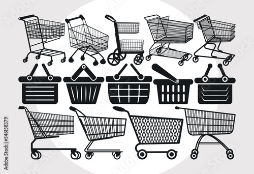Shopping Cart SVG Bundle, Shopping Trolley Svg, Basket Svg, Small Basket Svg, Shopping Basket Svg, Cart Svg, Supermarket Svg,