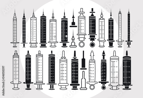Syringe SVG Bundle, Syringe Silhouette, Injection Svg, Vaccine Svg, Hypodermic Syringe, Medical Equipment Svg, Medical Tools Svg,